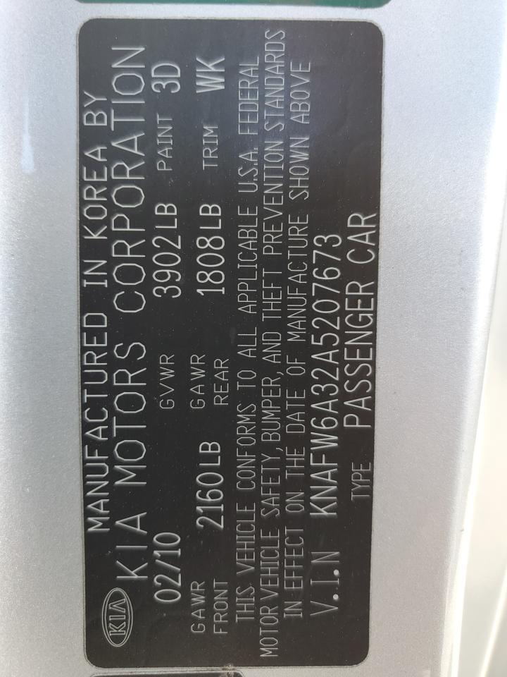 KNAFW6A32A5207673 2010 Kia Forte Sx