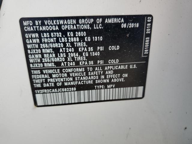 2018 VOLKSWAGEN ATLAS - 1V2FR2CA5JC582269