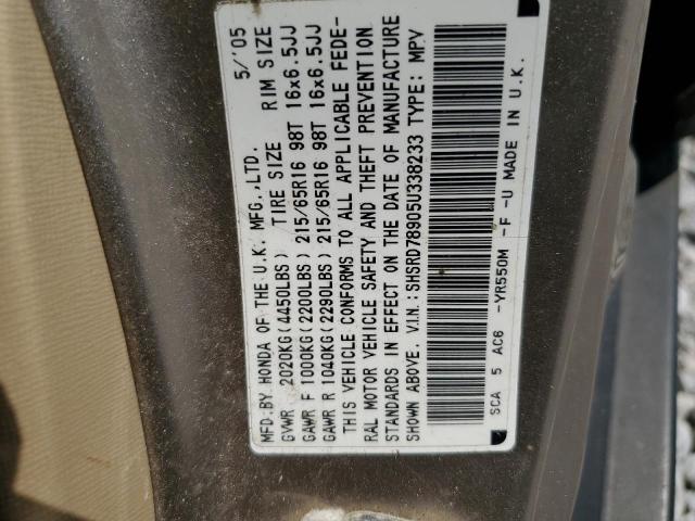 2005 Honda Cr-V Se VIN: SHSRD78905U338233 Lot: 62467154