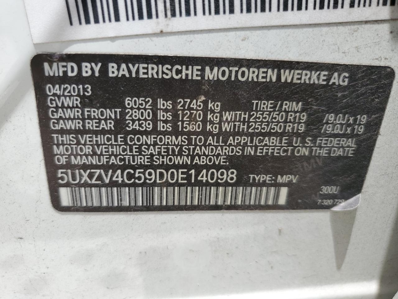 5UXZV4C59D0E14098 2013 BMW X5 xDrive35I