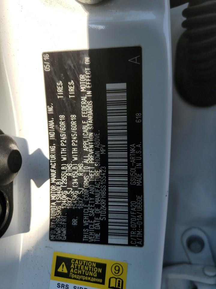 5TDZKRFH8GS155423 2016 Toyota Highlander Le