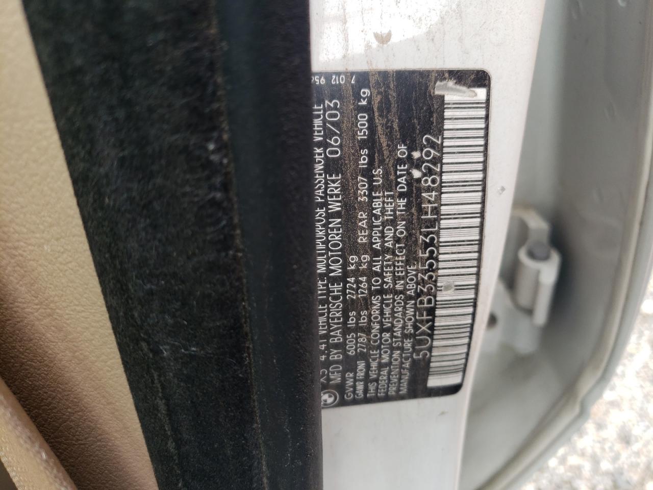 5UXFB33553LH48292 2003 BMW X5 4.4I