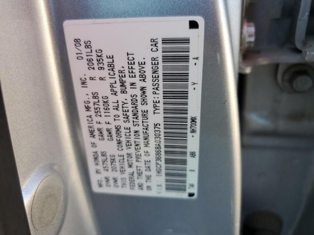 2008 Honda Accord Exl VIN: 1HGCP36868A030375 Lot: 61522244