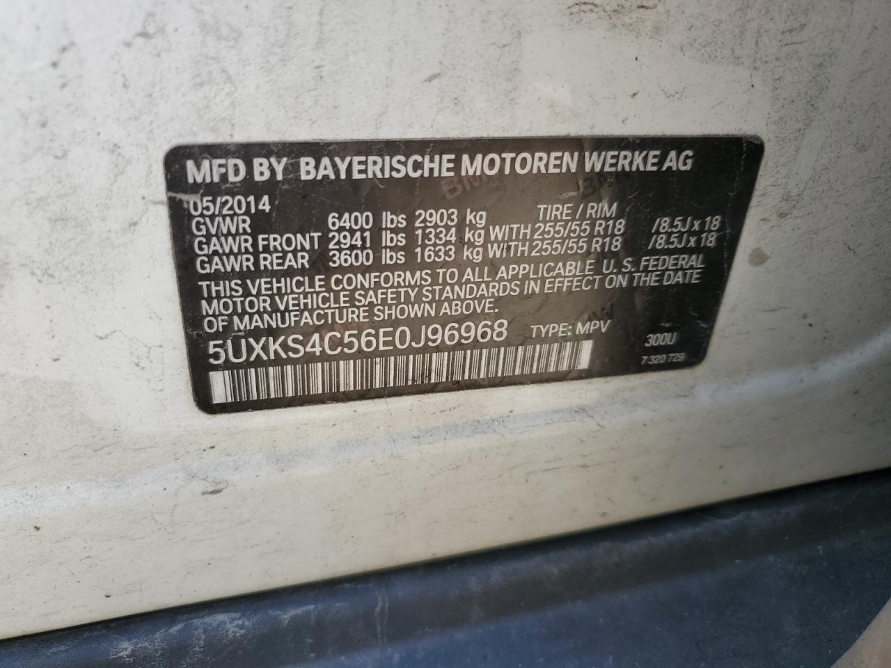 5UXKS4C56E0J96968 2014 BMW X5 xDrive35D