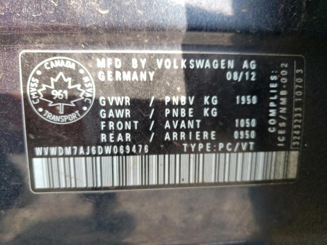 2013 Volkswagen Golf VIN: WVWDM7AJ6DW069476 Lot: 61450884