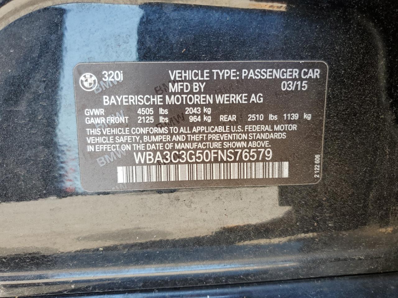 WBA3C3G50FNS76579 2015 BMW 320 I xDrive