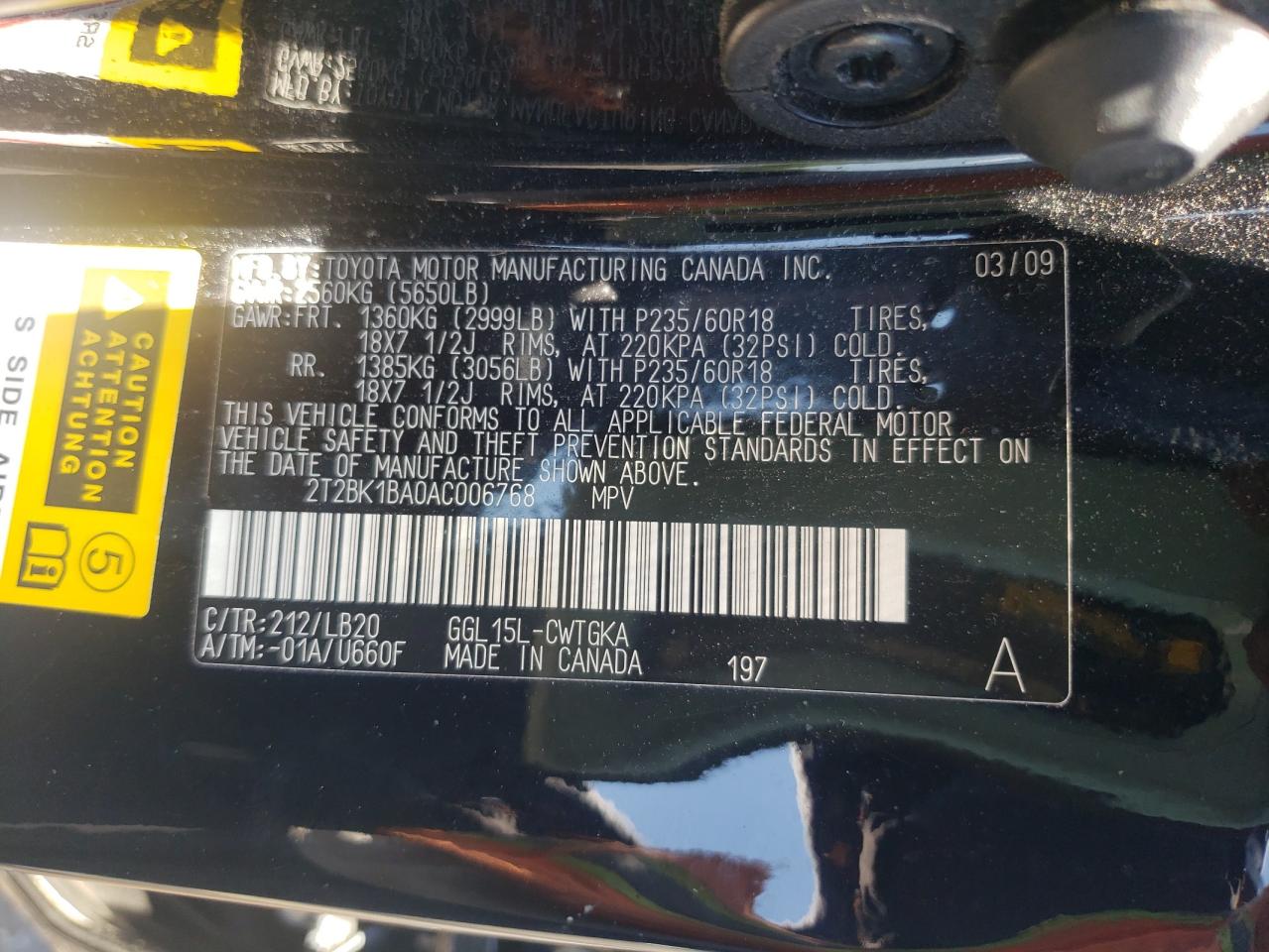 2T2BK1BA0AC006768 2010 Lexus Rx 350