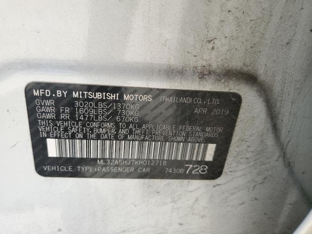 2019 MITSUBISHI MIRAGE LE ML32A5HJ7KH012718