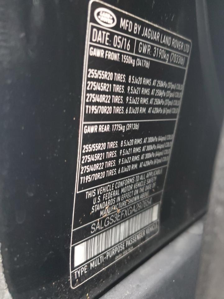 SALGS3EFXGA297654 2016 Land Rover Range Rover Supercharged