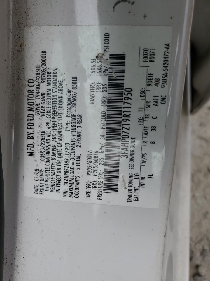 3FAHP07Z19R117950 2009 Ford Fusion Se