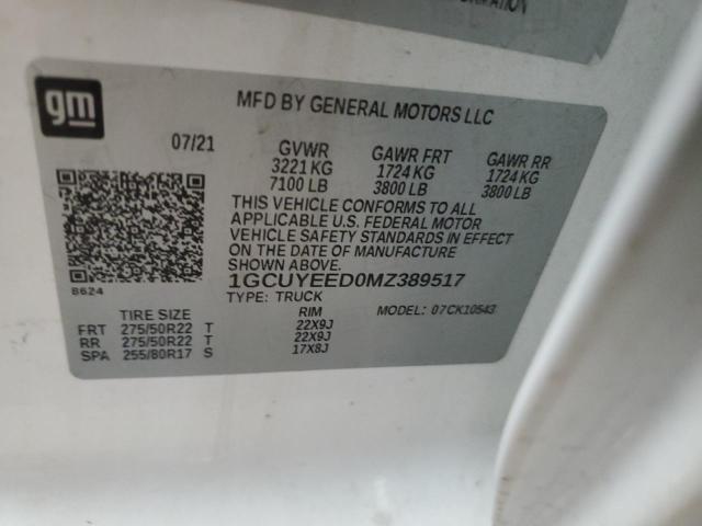 2021 CHEVROLET SILVERADO - 1GCUYEED0MZ389517