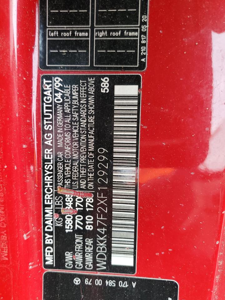 WDBKK47F2XF129299 1999 Mercedes-Benz Slk 230 Kompressor