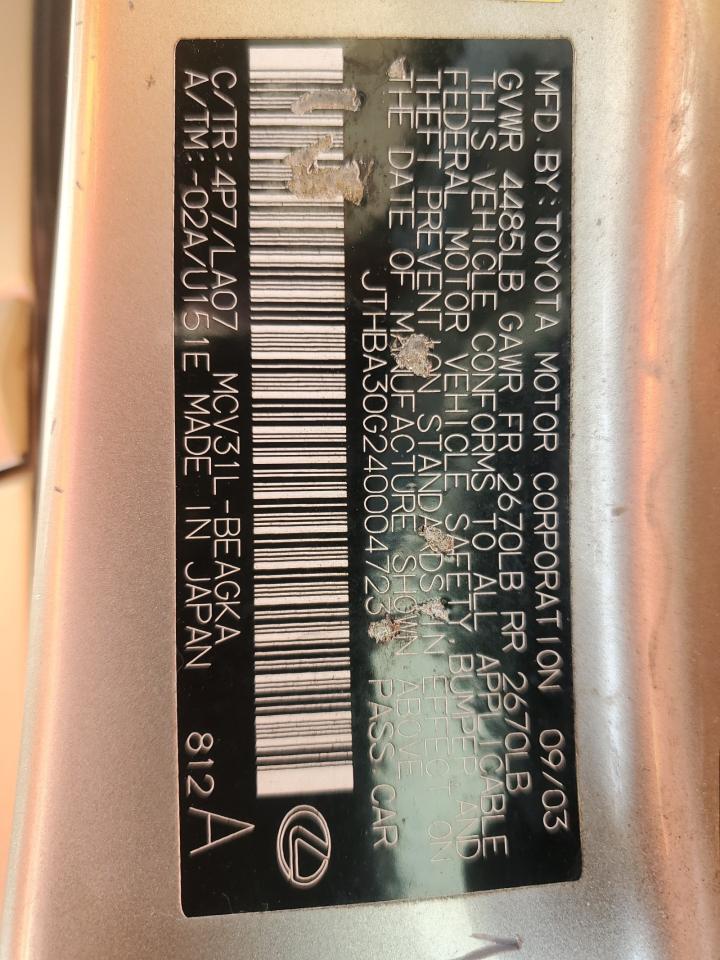 JTHBA30G240004723 2004 Lexus Es 330