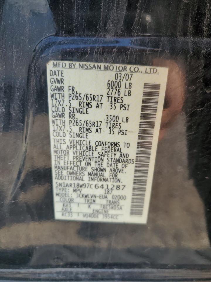5N1AR18W97C641287 2007 Nissan Pathfinder Le