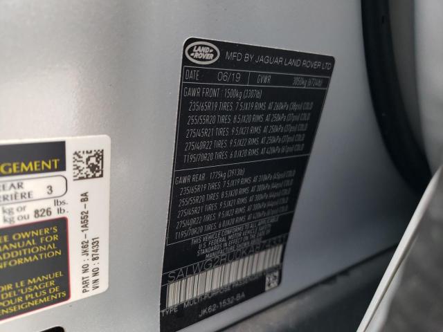 2019 LAND ROVER RANGE ROVE - SALWG2RU0KA874331