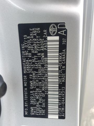 2019 TOYOTA COROLLA L - 2T1BURHE9KC239198