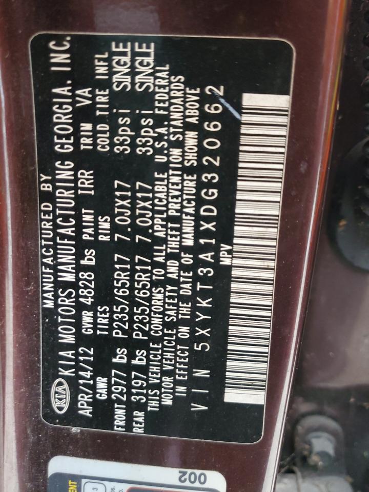 5XYKT3A1XDG320662 2013 Kia Sorento Lx