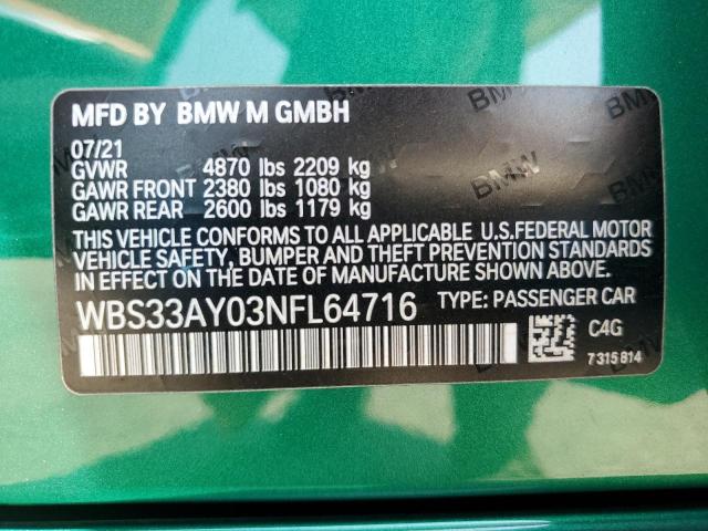 2022 BMW M3 COMPETI - WBS33AY03NFL64716