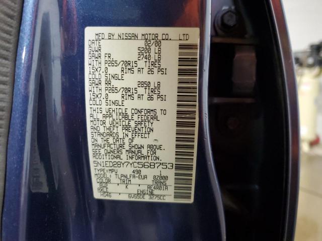 2000 Nissan Xterra Xe VIN: 5N1ED28Y7YC568753 Lot: 62260084