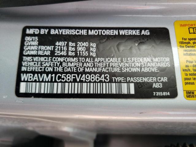 VIN WBAVM1C58FV498643 2015 BMW X1, Sdrive28I no.12