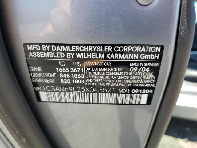 2005 Chrysler Crossfire Limited VIN: 1C3AN69L25X043571 Lot: 62658624