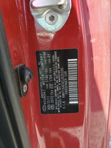 2012 Hyundai Veloster VIN: KMHTC6AD4CU026330 Lot: 62732354