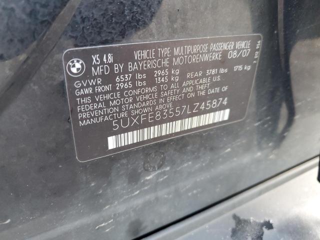 2007 BMW X5 4.8I VIN: 5UXFE83557LZ45874 Lot: 60858744