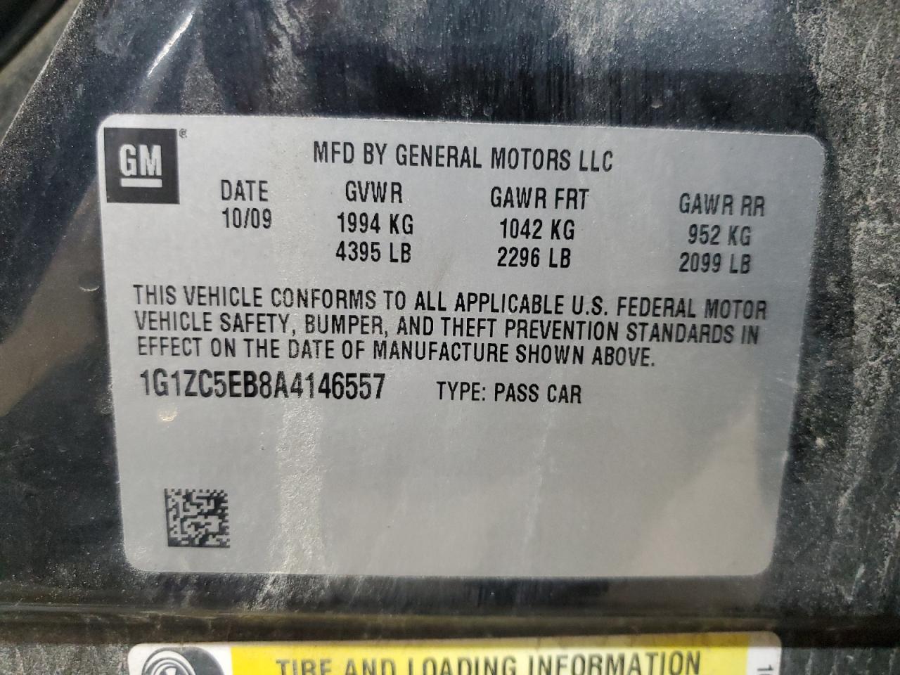 1G1ZC5EB8A4146557 2010 Chevrolet Malibu 1Lt