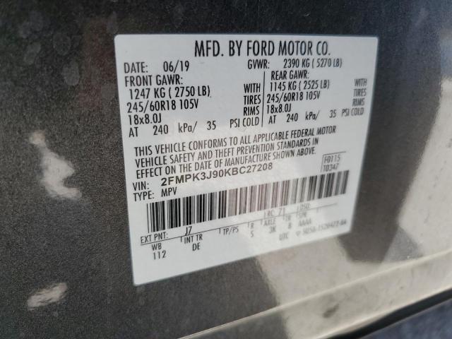 2019 FORD EDGE SEL - 2FMPK3J90KBC27208