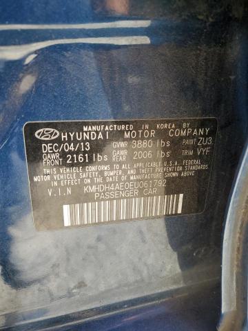 VIN KMHDH4AE0EU061792 2014 Hyundai Elantra, SE no.12