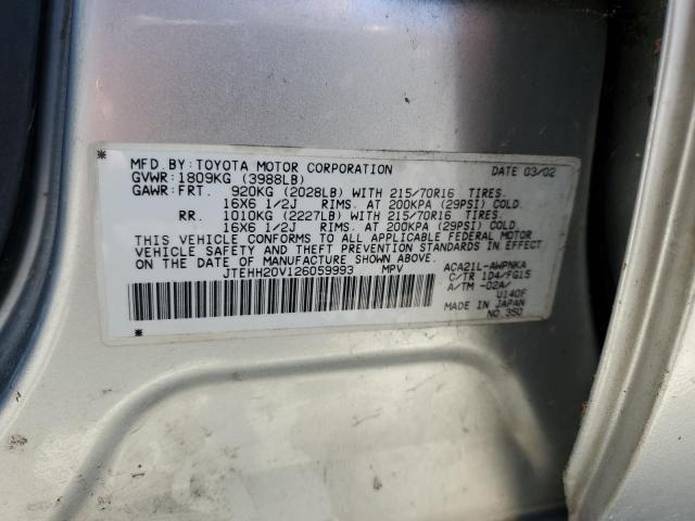 2002 Toyota Rav4 VIN: JTEHH20V126059993 Lot: 62336364