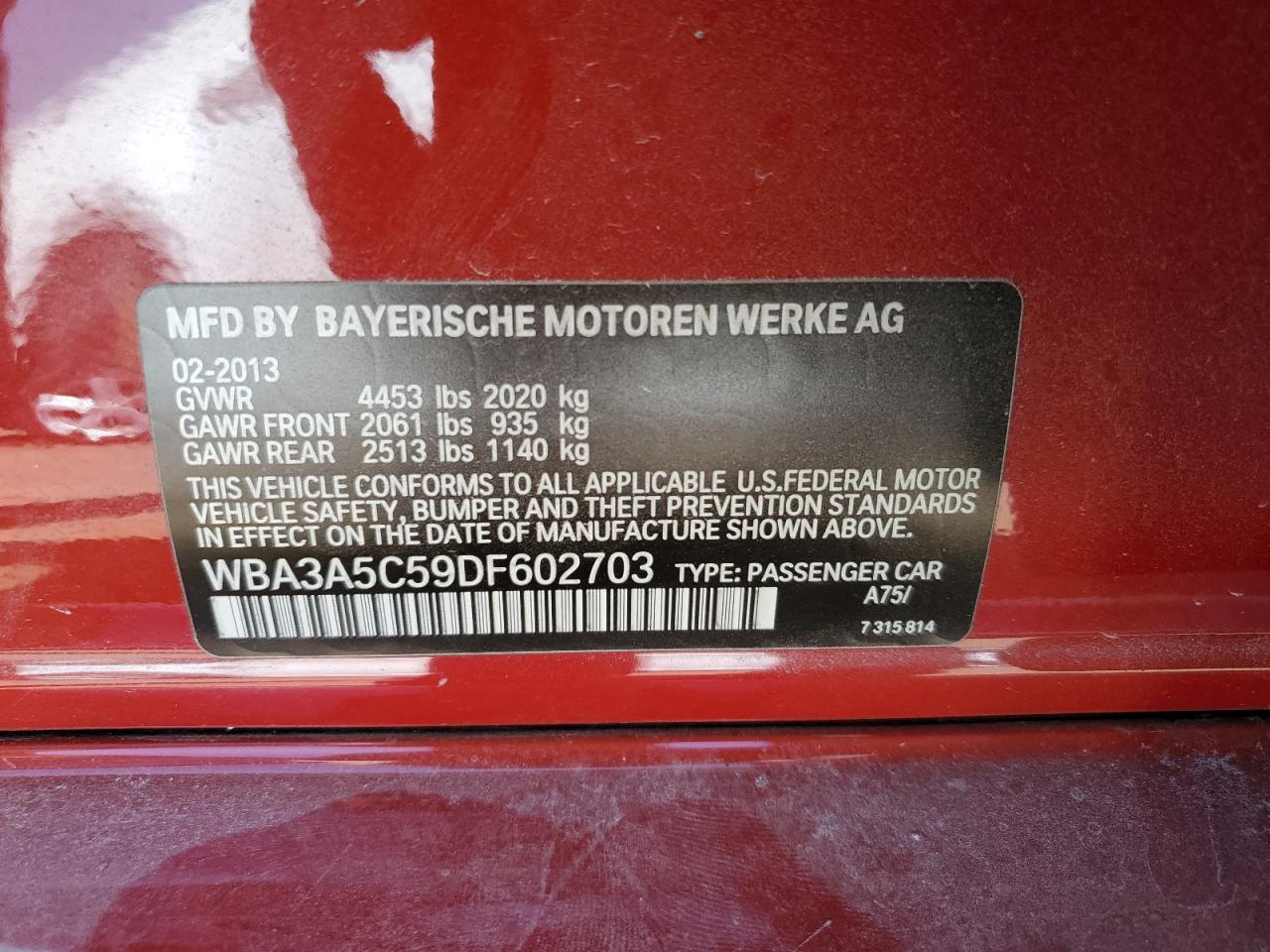 WBA3A5C59DF602703 2013 BMW 328 I