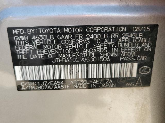 2016 Lexus Is 200T VIN: JTHBA1D29G5001506 Lot: 61444334