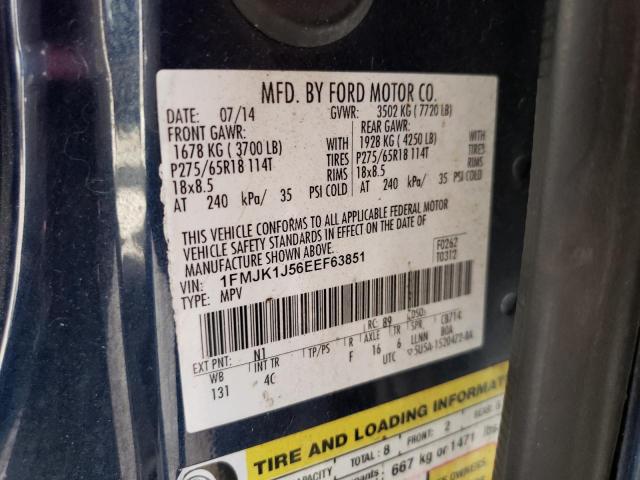 2014 Ford Expedition El Xlt VIN: 1FMJK1J56EEF63851 Lot: 61593344