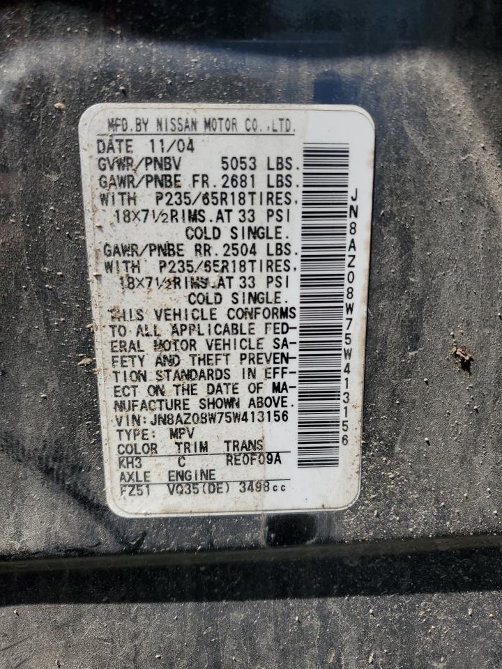 JN8AZ08W75W413156 2005 Nissan Murano Sl