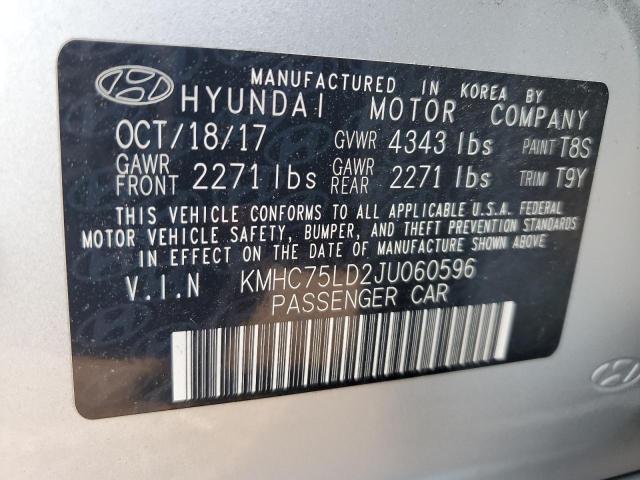 2018 Hyundai Ioniq Limited VIN: KMHC75LD2JU060596 Lot: 62562314