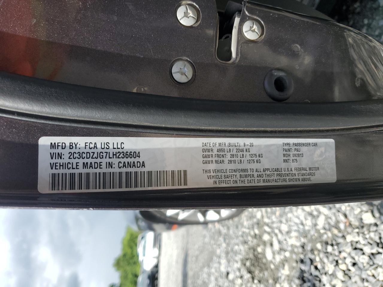 2C3CDZJG7LH236604 2020 Dodge Challenger Gt