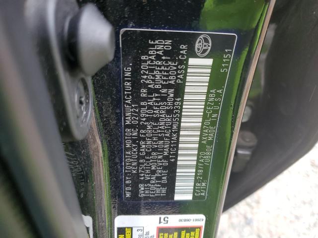 VIN 4T1C11AK1MU553394 2021 Toyota Camry, LE no.12