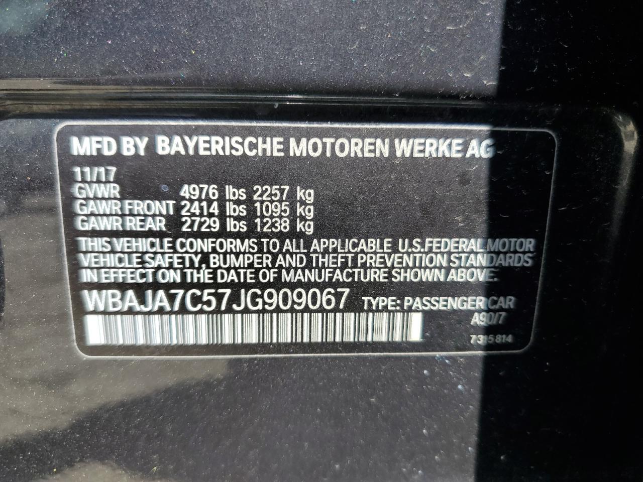 WBAJA7C57JG909067 2018 BMW 530 Xi