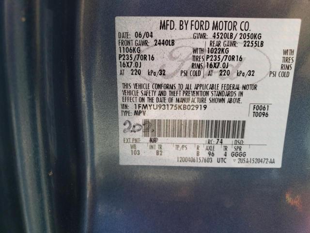 1FMYU93175KB02919 2005 Ford Escape Xlt