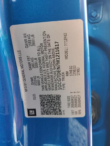 2021 Chevrolet Colorado Z71 VIN: 1GCGTDEN7M1211617 Lot: 61218204