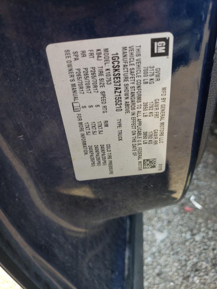 1GCSKSE37AZ155210 2010 Chevrolet Silverado K1500 Lt