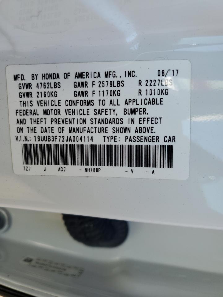 19UUB3F72JA004114 2018 Acura Tlx Advance