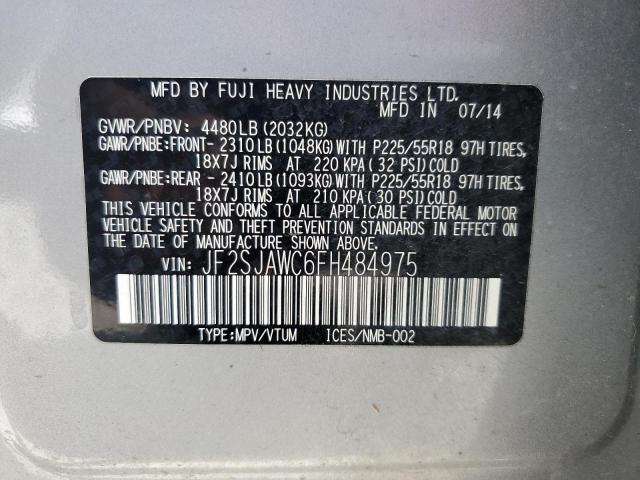 2015 Subaru Forester 2.5I Touring VIN: JF2SJAWC6FH484975 Lot: 61300064