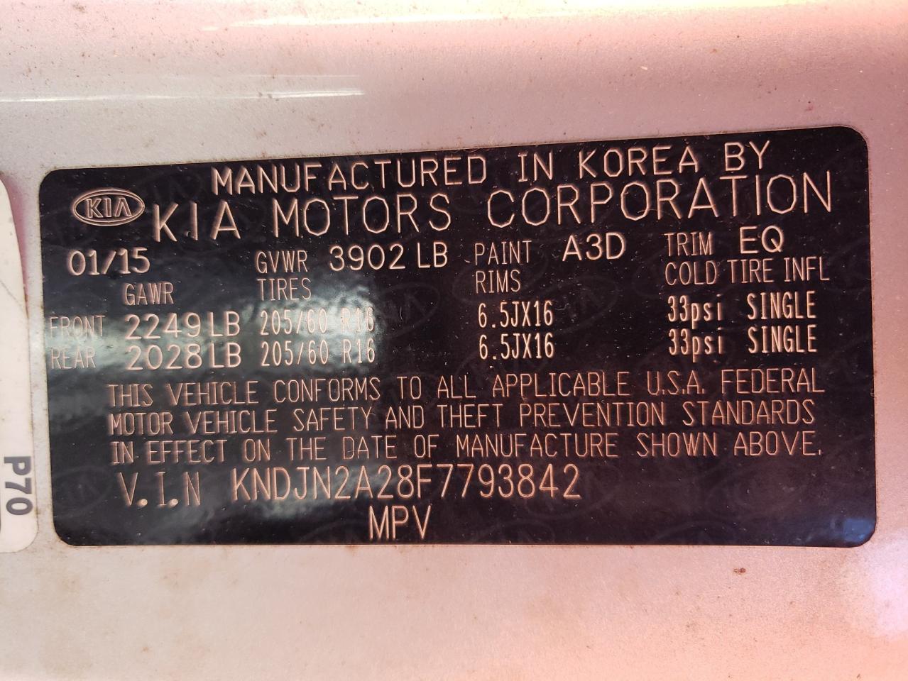 KNDJN2A28F7793842 2015 Kia Soul