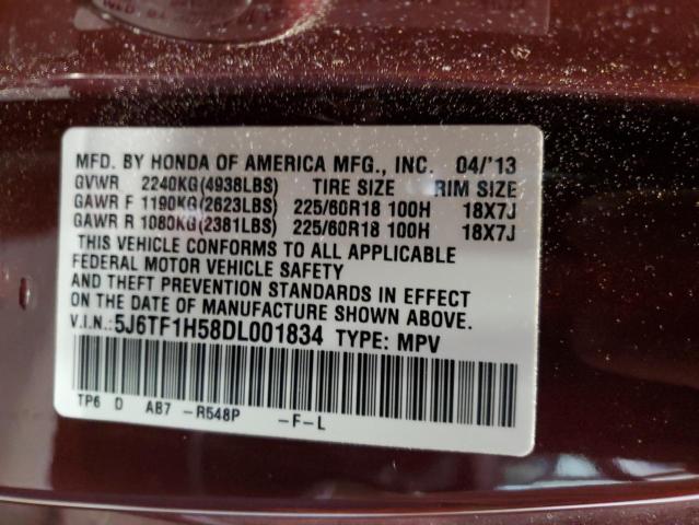 2013 Honda Crosstour Exl VIN: 5J6TF1H58DL001834 Lot: 61373604