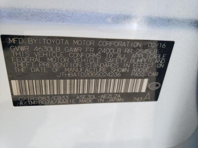 2016 Lexus Is 200T VIN: JTHBA1D20G5024236 Lot: 61171734