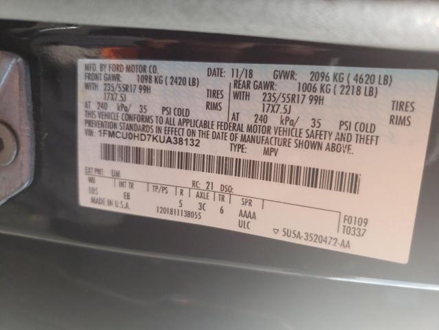 2019 FORD ESCAPE SEL - 1FMCU0HD7KUA38132