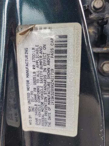 1999 Chevrolet Geo Prizm Base VIN: 1Y1SK5289XZ421719 Lot: 62231304