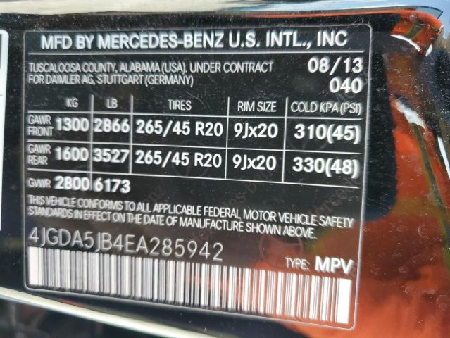 VIN 4JGDA5JB4EA285942 2014 Mercedes-Benz ML-Class, 350 no.13